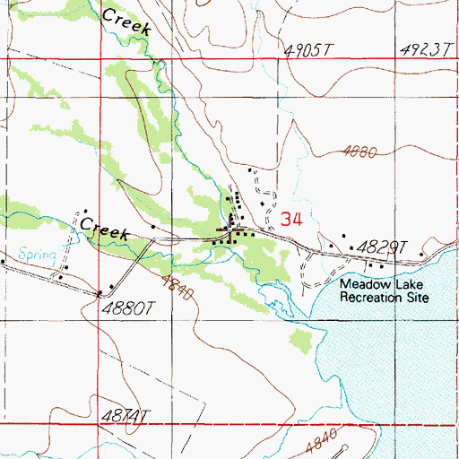 Topographic Map of Meadow Lake Camp, MT