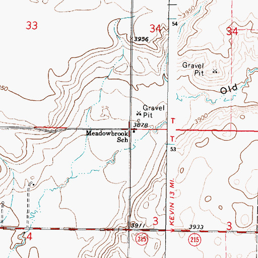 Topographic Map of Meadowbrook School (historical), MT
