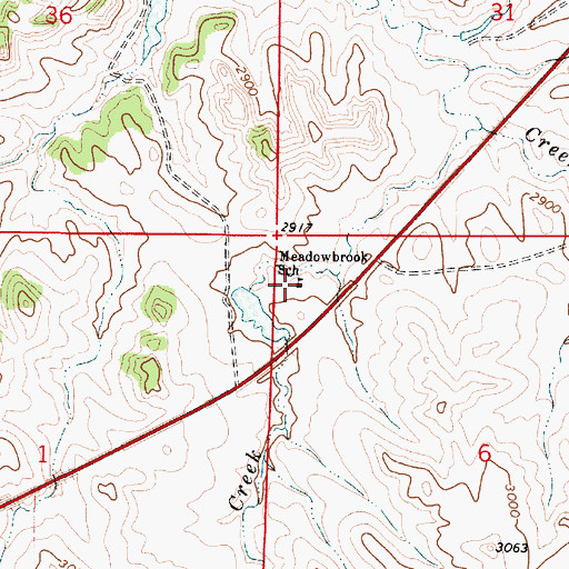 Topographic Map of Meadowbrook School, MT