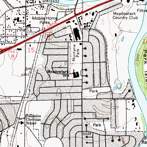 Topographic Map of Meadow Lark School, MT