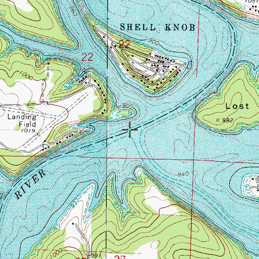 Topographic Map of Kings River, MO