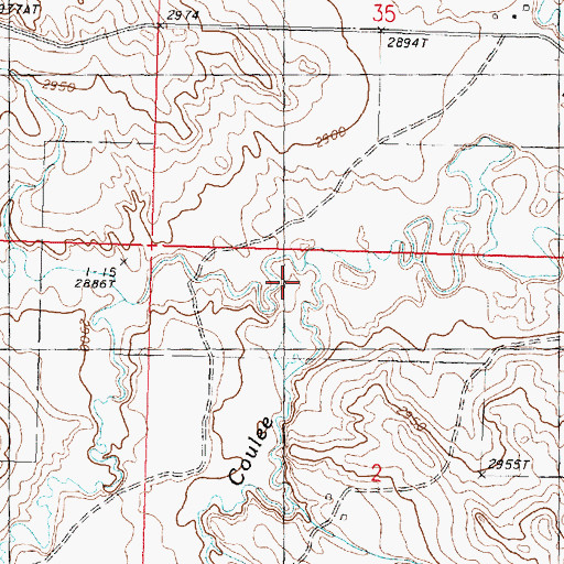 Topographic Map of Meckel Coulee, MT
