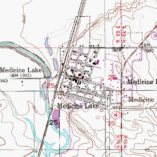 Topographic Map of Medicine Lake, MT