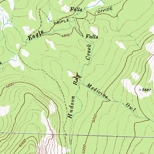Topographic Map of Medicine Owl Creek, MT