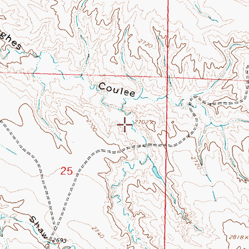 Topographic Map of Melnick Coulee, MT