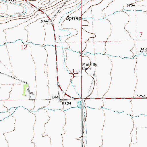 Topographic Map of Melville Cemetery, MT