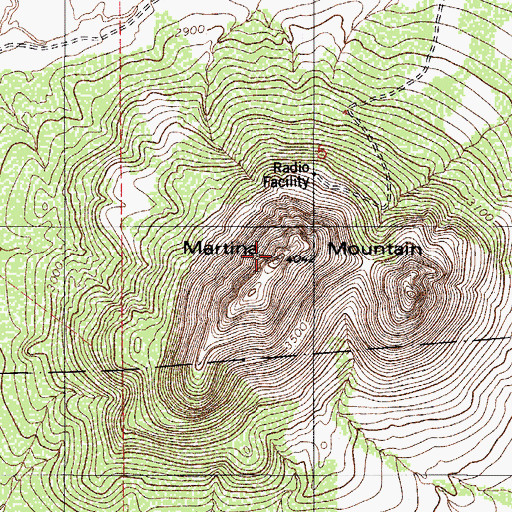Topographic Map of Martina Mountain, AZ