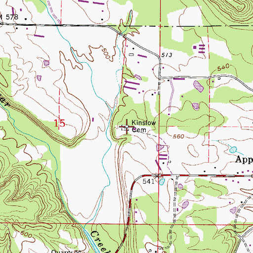 Topographic Map of Kinslow Cemetery, AR
