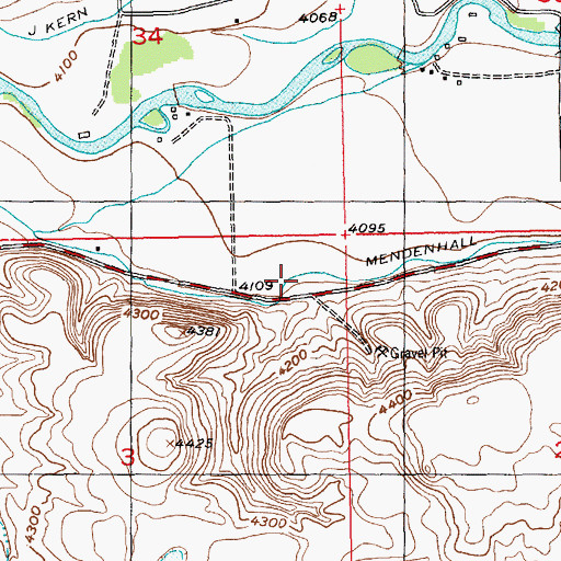 Topographic Map of Mendenhall Ditch, MT