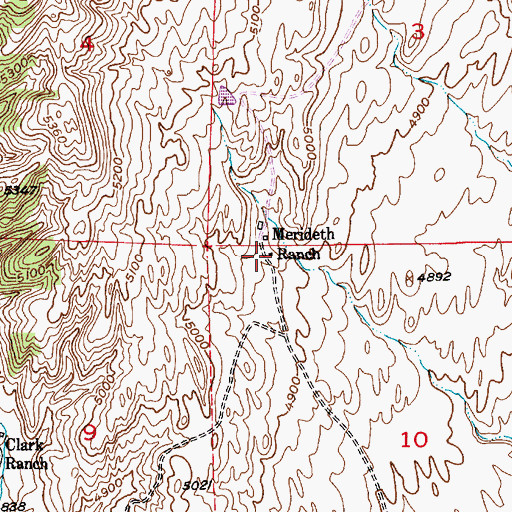 Topographic Map of Merideth Ranch, MT