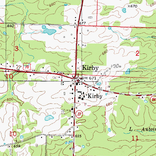 Topographic Map of Kirby, AR