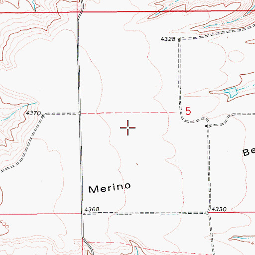 Topographic Map of Merino Bench, MT
