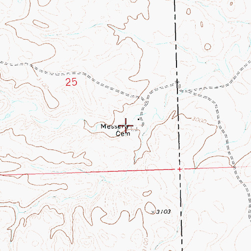 Topographic Map of Messerly Cemetery, MT