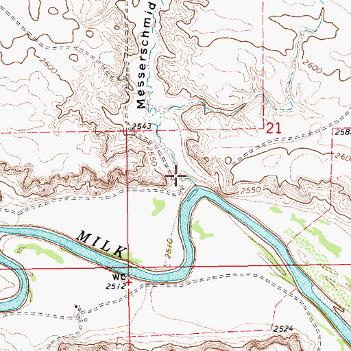 Topographic Map of Messerschmidt Coulee, MT