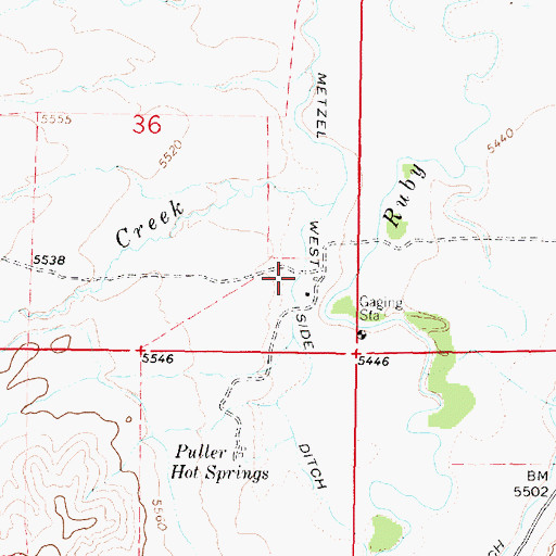 Topographic Map of Metzel West Side Ditch, MT