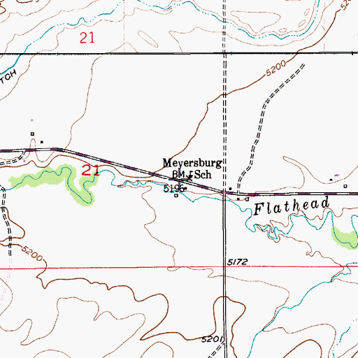 Topographic Map of Meyersburg School (historical), MT