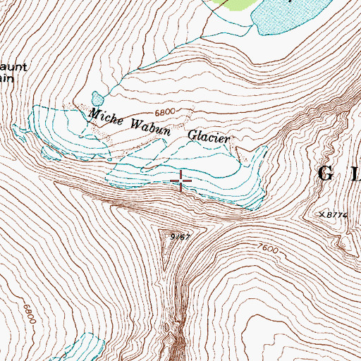 Topographic Map of Miche Wabun Glacier, MT