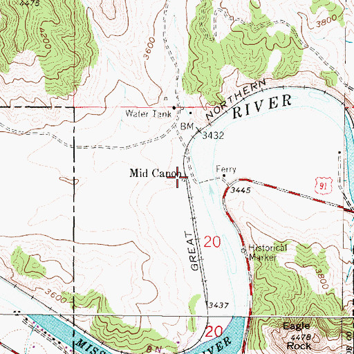 Topographic Map of Mid Canon, MT