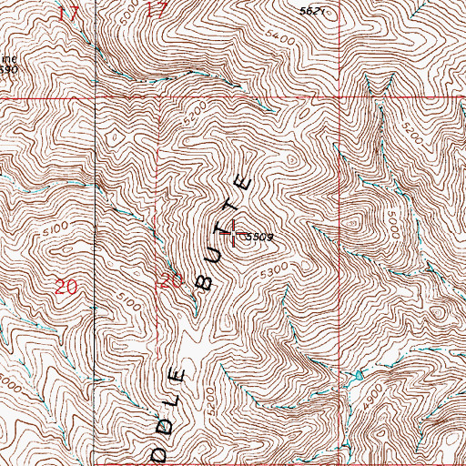 Topographic Map of Middle Butte, MT