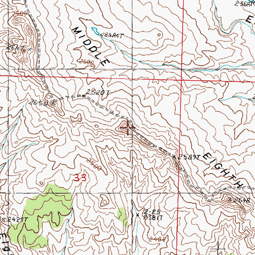 Topographic Map of Middle Eighth Ridge, MT