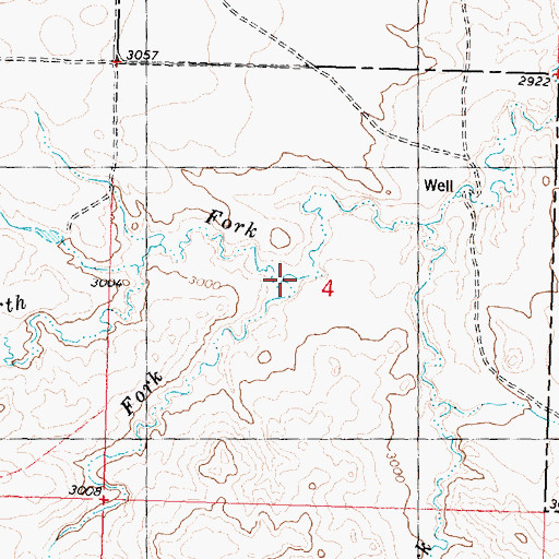Topographic Map of Middle Fork Horse Creek, MT