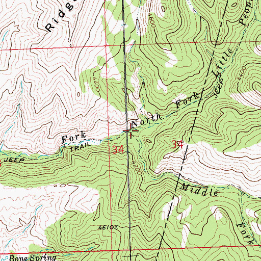 Topographic Map of Middle Fork Little Peoples Creek, MT