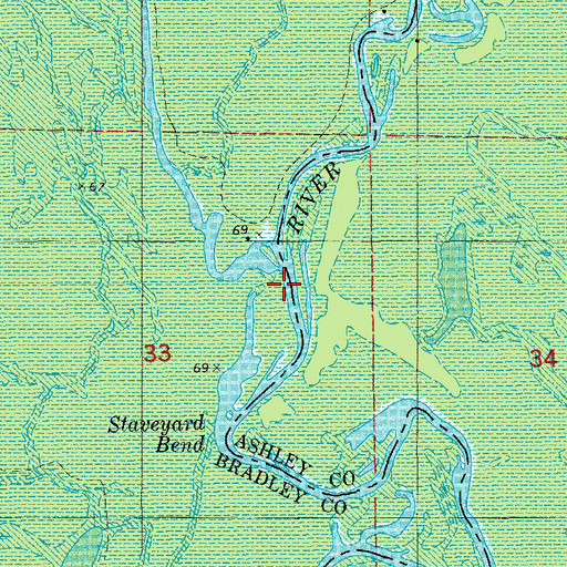 Topographic Map of L'Aigle Creek, AR