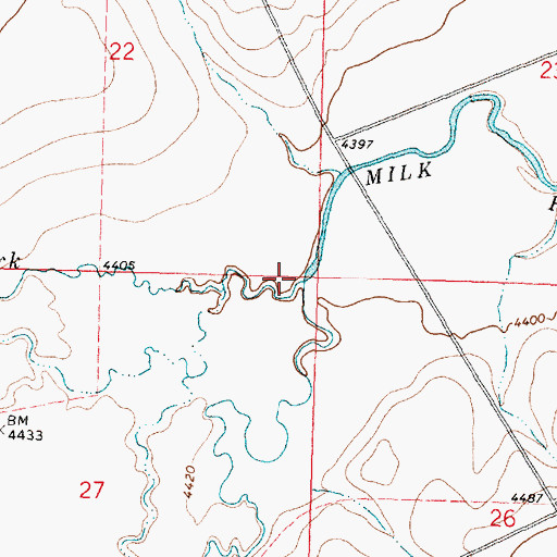 Topographic Map of Middle Fork Milk River, MT
