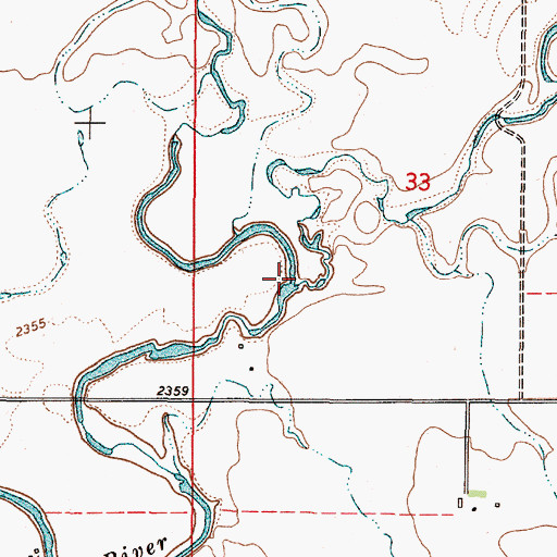 Topographic Map of Middle Fork Poplar River, MT