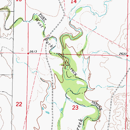 Topographic Map of Middle Fork Porcupine Creek, MT