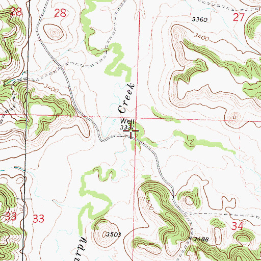 Topographic Map of Middle Fork Spring Creek, MT