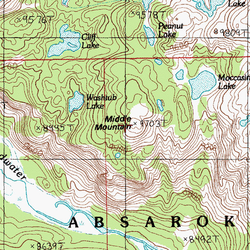 Topographic Map of Middle Mountain, MT