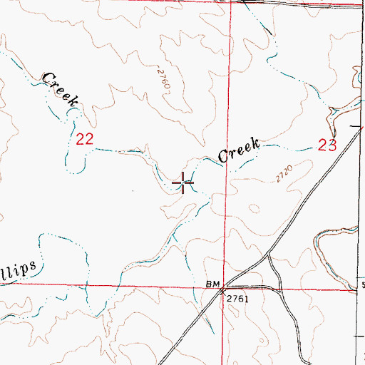 Topographic Map of Middle Phillips Creek, MT