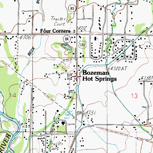 Topographic Map of Middle Supply Ditch, MT