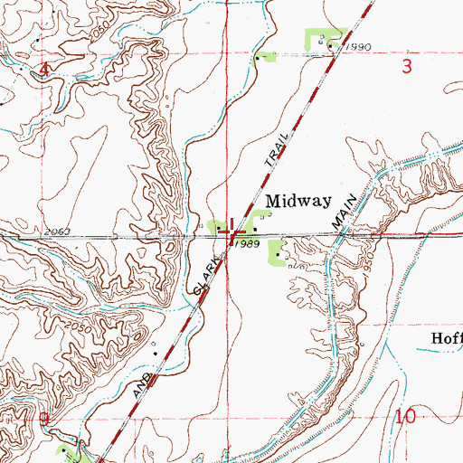 Topographic Map of Midway, MT