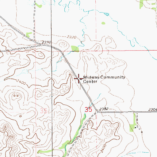 Topographic Map of Midway Community Center, MT