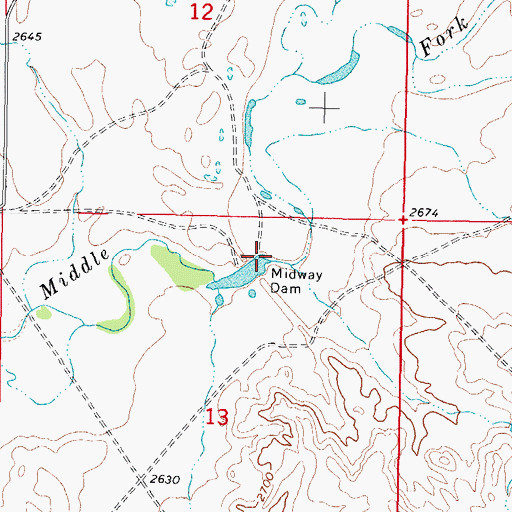 Topographic Map of Midway Dam, MT