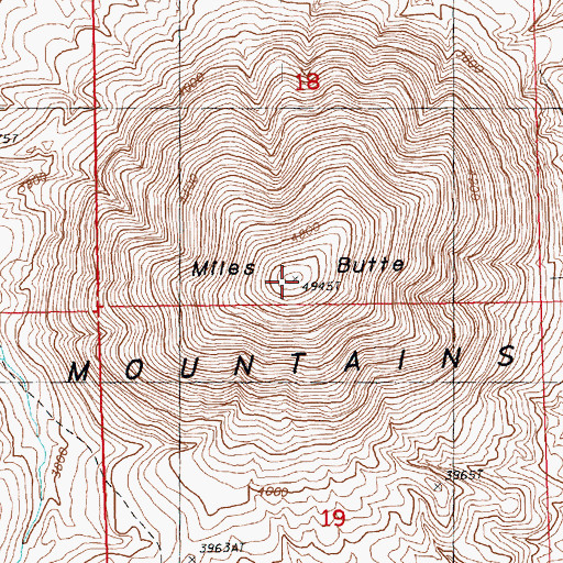 Topographic Map of Miles Butte, MT