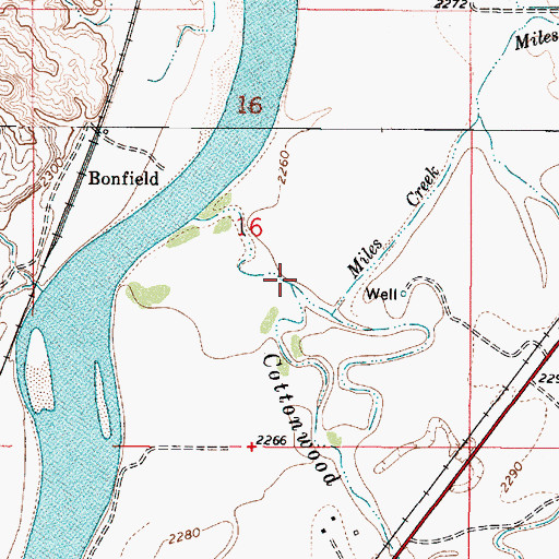 Topographic Map of Miles Creek, MT