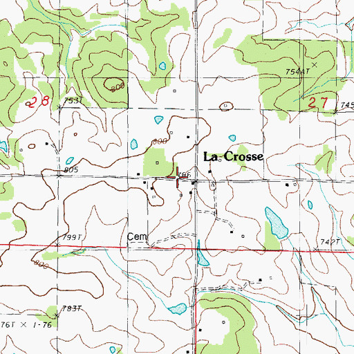 Topographic Map of LaCrosse, AR