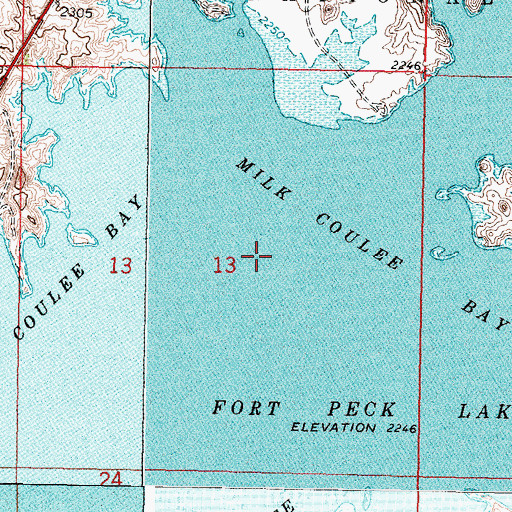 Topographic Map of Milk Coulee Bay, MT
