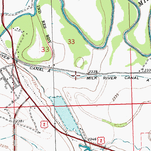 Topographic Map of Milk River Canal A, MT