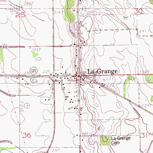 Topographic Map of La Grange, AR