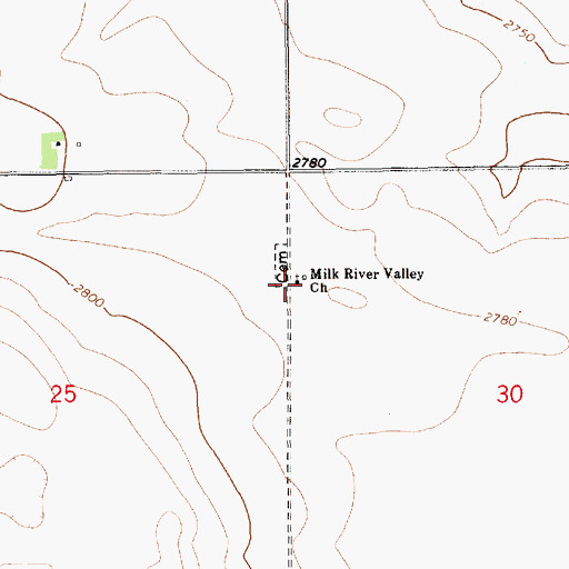 Topographic Map of Milk River Valley Church, MT
