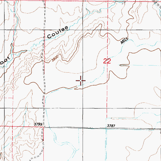 Topographic Map of Mill Coulee Canal, MT