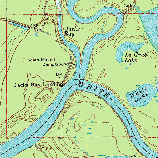 Topographic Map of La Grue Bayou, AR