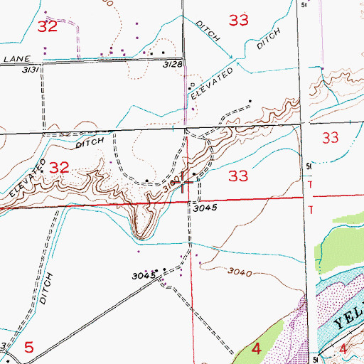 Topographic Map of Miller and McGirl Ditch, MT