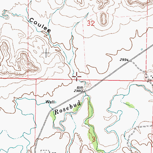 Topographic Map of Miller Coulee, MT