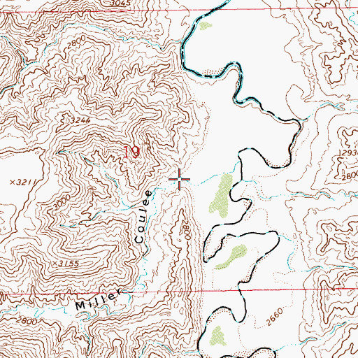 Topographic Map of Miller Coulee, MT