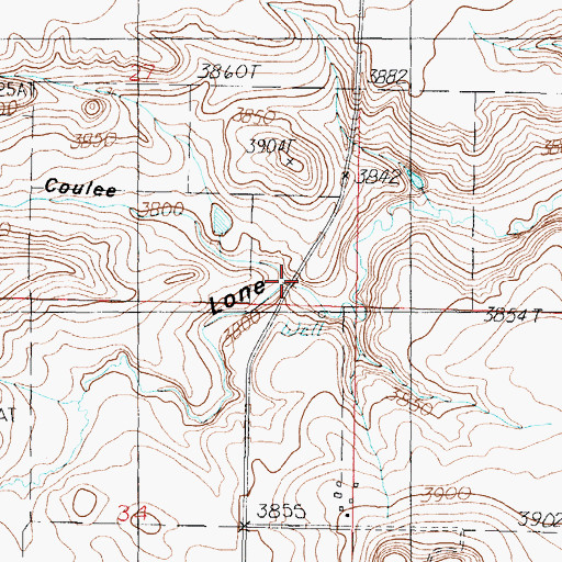 Topographic Map of Miller Coulee, MT